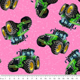 4100N - Green Tractors on Pink