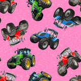 4100P - Mixed Tractors on Pink