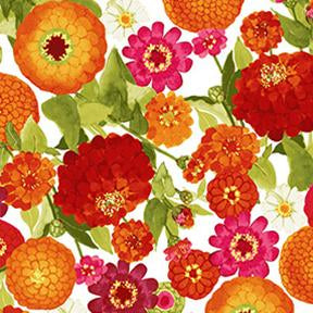 Clothworks - Zinnias In Bloom