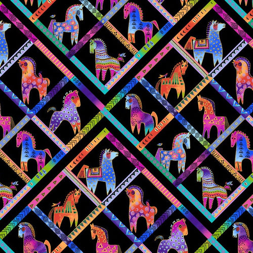 Fiesta Horses by Laurel Burch for Clothworks